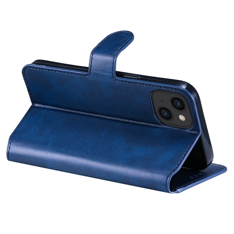 Full Protective Folio Flip Leather Wallet Phone Stand Cover Casing for iPhone 13 6.1 inch - Blue