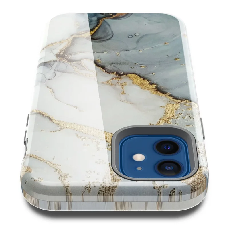 Water Transfer Printing Anti Scratch PC + TPU Phone Case Shell for iPhone 12 /12 Pro - Style D