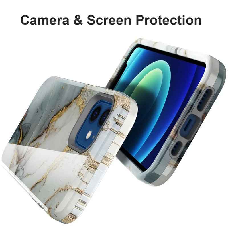 Water Transfer Printing Anti Scratch PC + TPU Phone Case Shell for iPhone 12 /12 Pro - Style D