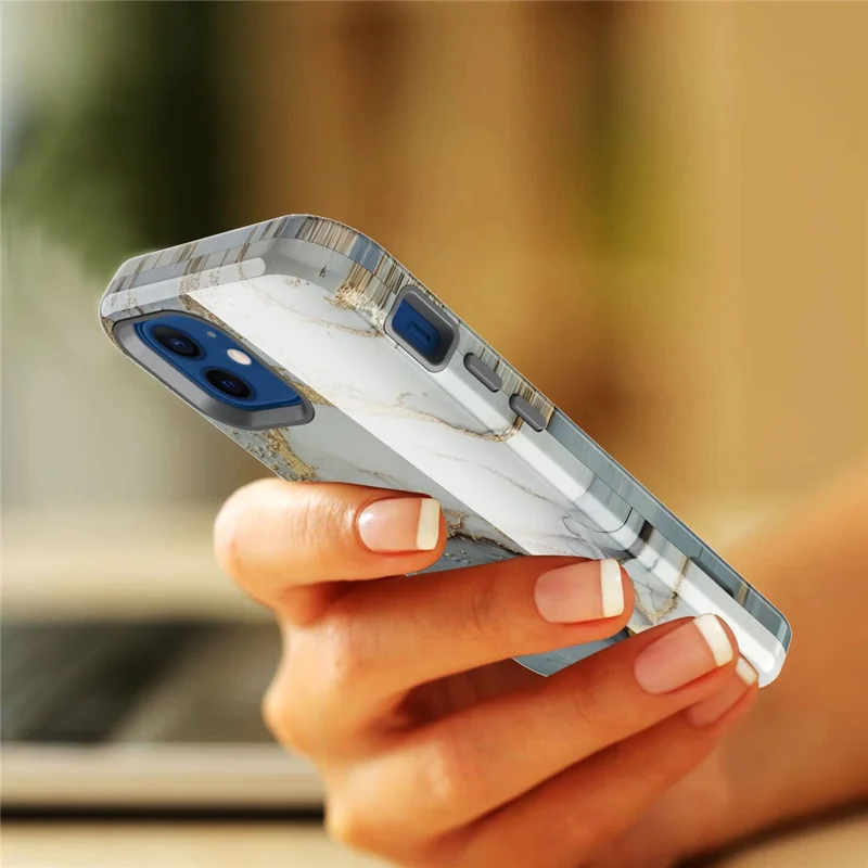 Water Transfer Printing Anti Scratch PC + TPU Phone Case Shell for iPhone 12 /12 Pro - Style D