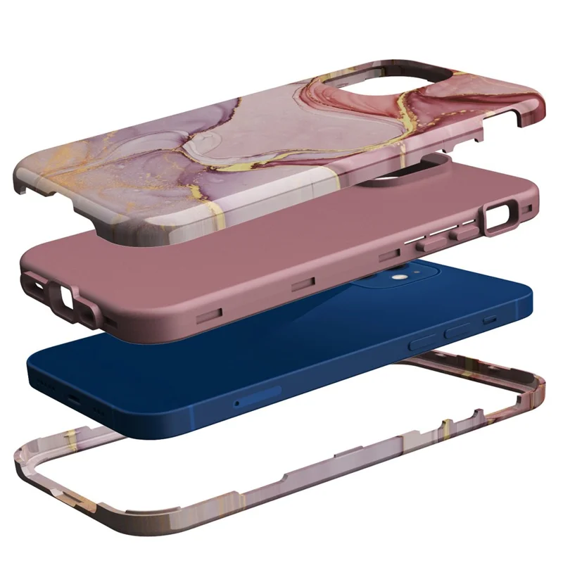 Water Transfer Printing Anti Scratch PC + TPU Phone Case Shell for iPhone 12 /12 Pro - Style G