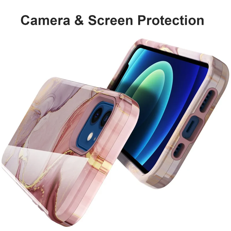 Water Transfer Printing Anti Scratch PC + TPU Phone Case Shell for iPhone 12 /12 Pro - Style G