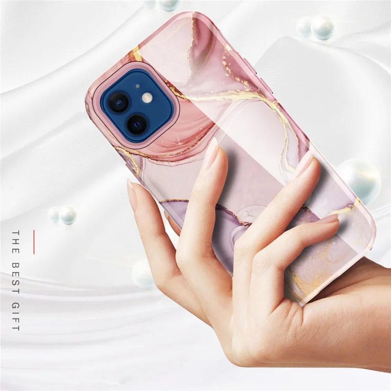 Water Transfer Printing Anti Scratch PC + TPU Phone Case Shell for iPhone 12 /12 Pro - Style G