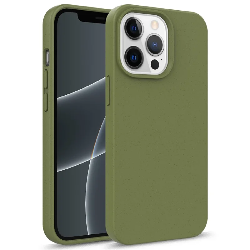 For iPhone 13 Pro Max 6.7 inch Starry Sky Series Starry Sky Series Shockproof Matte Case Biodegradable Wheat Straw Anti-scratch TPU Protective Phone Cover - Blackish Green