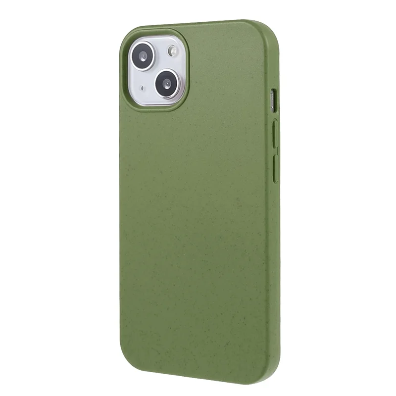 Pour iPhone 13 6.1 pouces Série Starry Sky Étui Éco-Responsable Mat Biodégradable Paille de Blé Antichoc TPU Coque de Protection - Vert Noirâtre