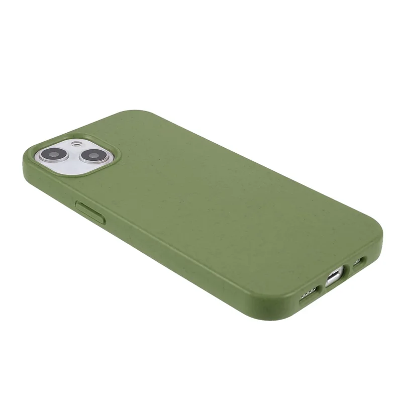 Pour iPhone 13 6.1 pouces Série Starry Sky Étui Éco-Responsable Mat Biodégradable Paille de Blé Antichoc TPU Coque de Protection - Vert Noirâtre