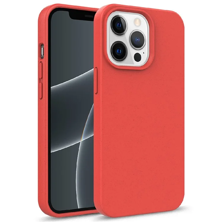 For iPhone 13 Pro 6.1 inch Starry Sky Series Biodegradable Wheat Straw + TPU Phone Case Eco-Friendly Anti-Scratch Back Shell - Red