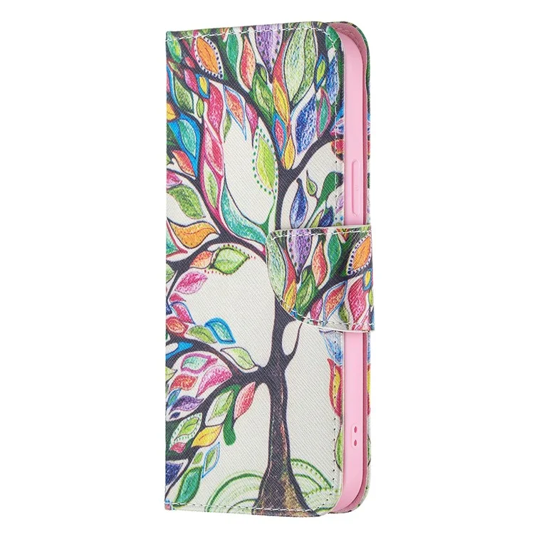 Stand Pattern Printing Premium PU Leather Wallet Phone Case Magnetic Flip Cover for iPhone 13 Pro Max 6.7 inch - Life Tree