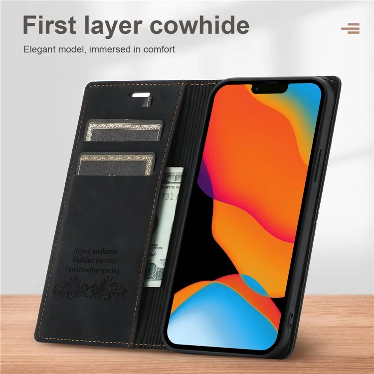 Fantasy Custodia in pelle resistente ai magneti con assorbimento e protezione antiurto per iPhone 13 mini 5.4 pollici - Nero