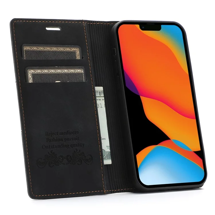 Fantasy Custodia in pelle resistente ai magneti con assorbimento e protezione antiurto per iPhone 13 mini 5.4 pollici - Nero