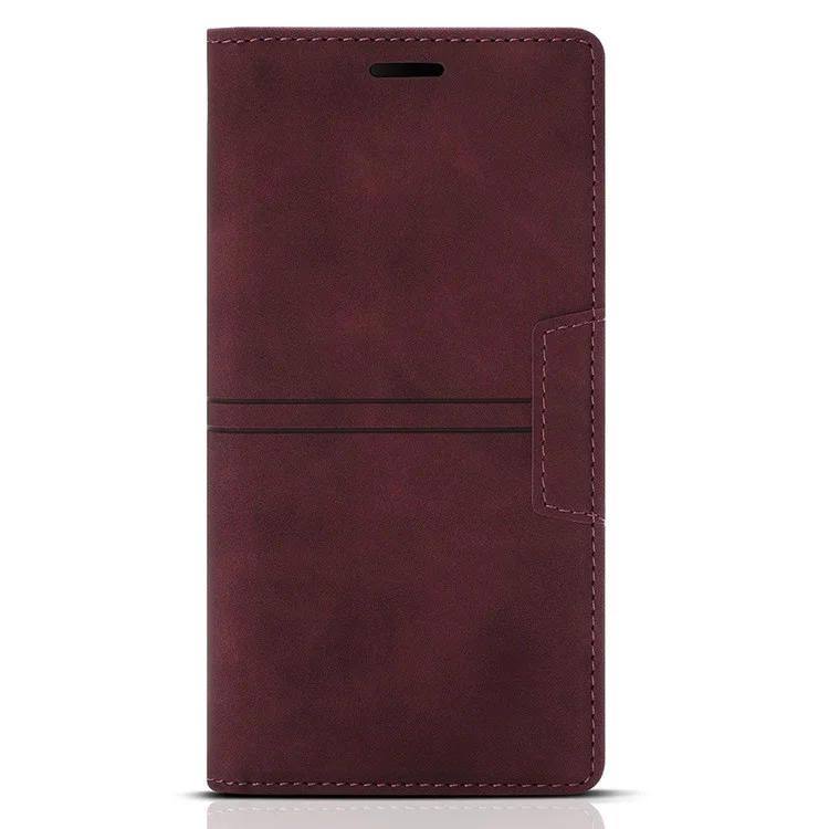 Fantasia Capa de Couro Resistente a Arranhões para Celular Carteira com Absorção Automática para iPhone 13 6.1 polegadas - Vinho Tinto