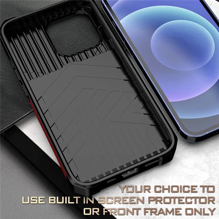 Removable Lens Shield Design Hybrid Phone Case Cover Shell with Card Holder for iPhone 13 6.1 inch - Navy Blue