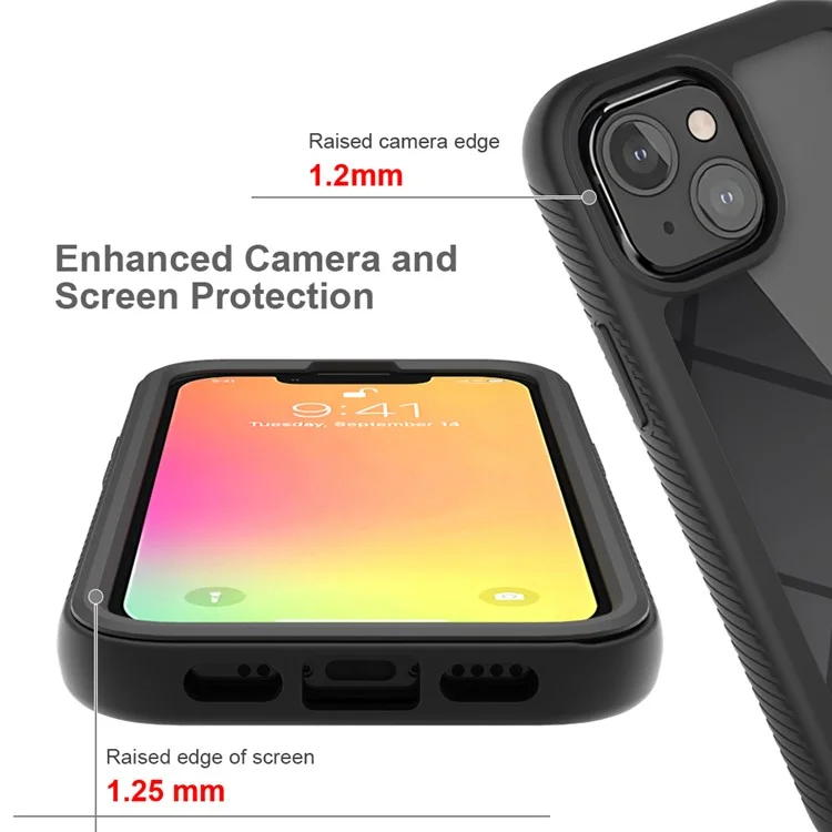 Shockproof Series Hybrid Solid Acrylic Soft TPU Hard PC Protective Phone Case for iPhone 13 mini 5.4 inch - Black/Black Frame