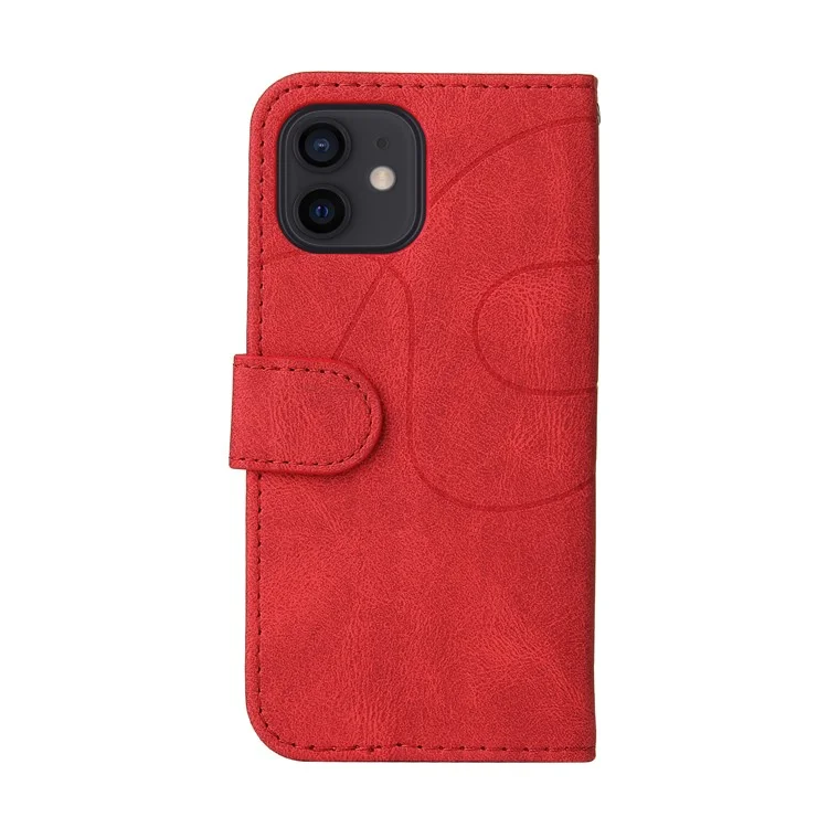 For iPhone 13 mini 5.4 inch Leather Case Wallet Stand Color Splicing Phone Cover - Red