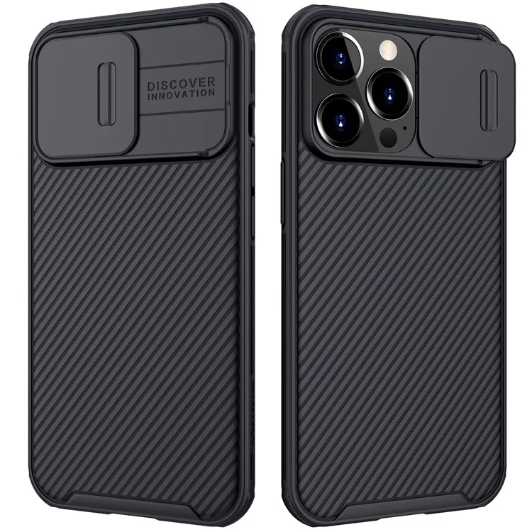 NILLKIN CamShield Pro Anti-Fingerprint Hybrid Phone Cover Phone Case con Protección de Cámara para iPhone 13 Pro 6.1 pulgadas - Negro