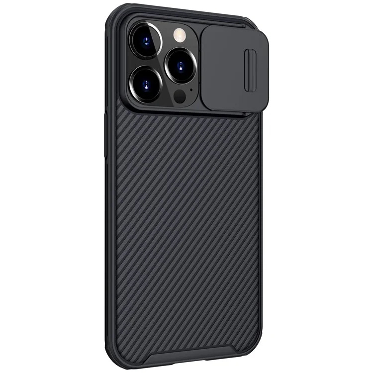 NILLKIN CamShield Pro Anti-Fingerprint Hybrid Phone Cover Phone Case con Protección de Cámara para iPhone 13 Pro 6.1 pulgadas - Negro
