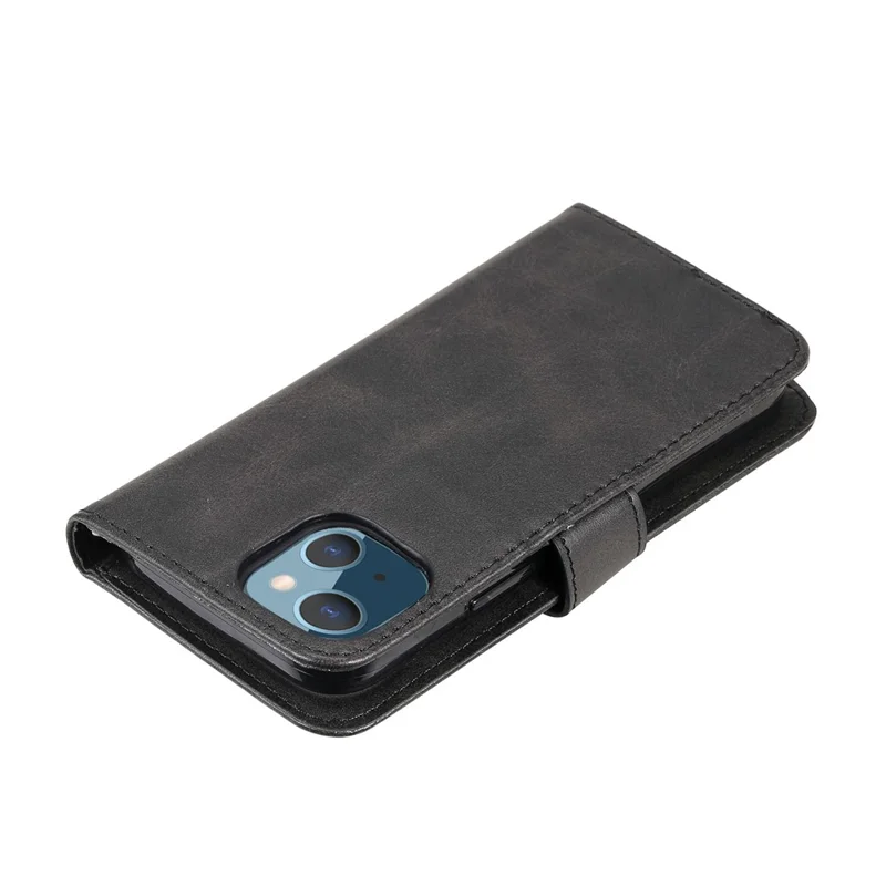 Drop-resistant Zipper Pocket Leather Wallet Phone Shell for iPhone 13 mini 5.4 inch - Black