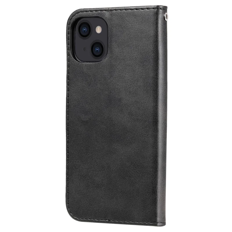 Fuld beskyttende læderwallet med lynlåsetaske til iPhone 13 6,1 tommer - Sort