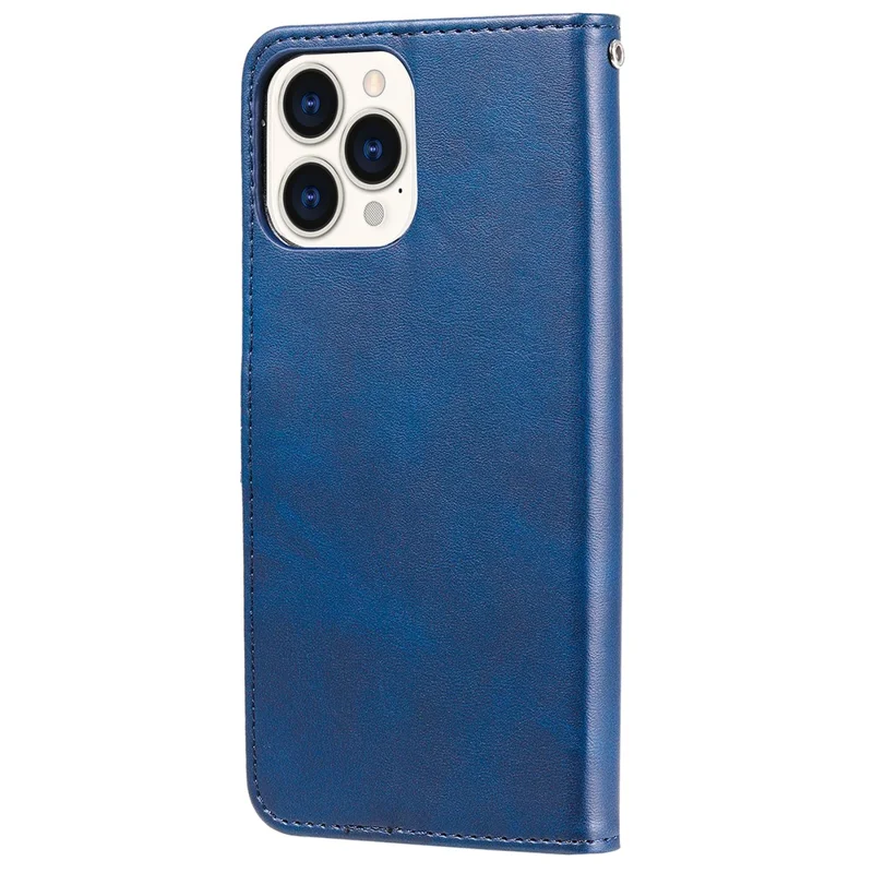 Anti-fall Zipper Pocket Leather Wallet Phone Case Shell for iPhone 13 Pro Max 6.7 inch - Blue