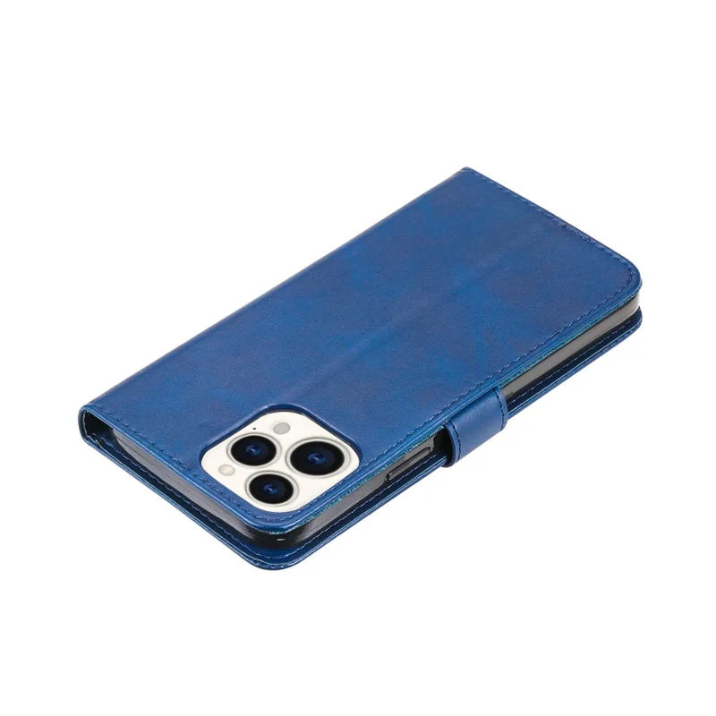 Anti-fall Zipper Pocket Leather Wallet Phone Case Shell for iPhone 13 Pro Max 6.7 inch - Blue