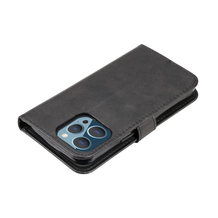Scratch-proof Cover Zipper Pocket Leather Wallet Shell for iPhone 13 Pro 6.1 inch - Black