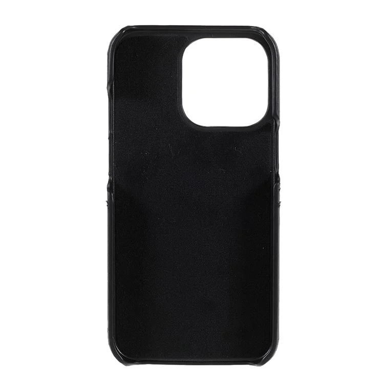 Full Protective Double Card Slots PU Leather Coated PC Cover Shell for iPhone 13 Pro 6.1 inch - Black