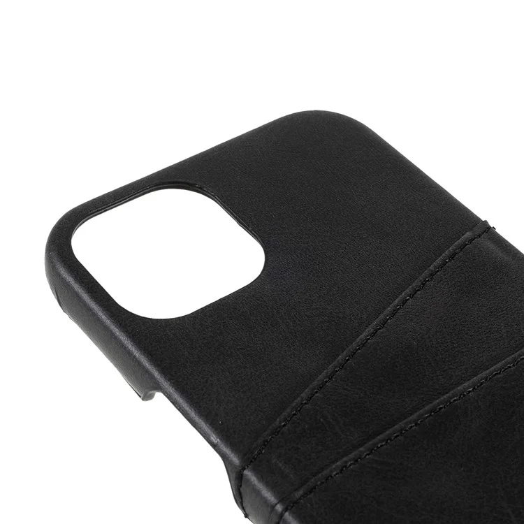 All-round Protected Leather Coated PC Back Phone Cover with Double Card Slots for iPhone 13 mini 5.4 inch - Black