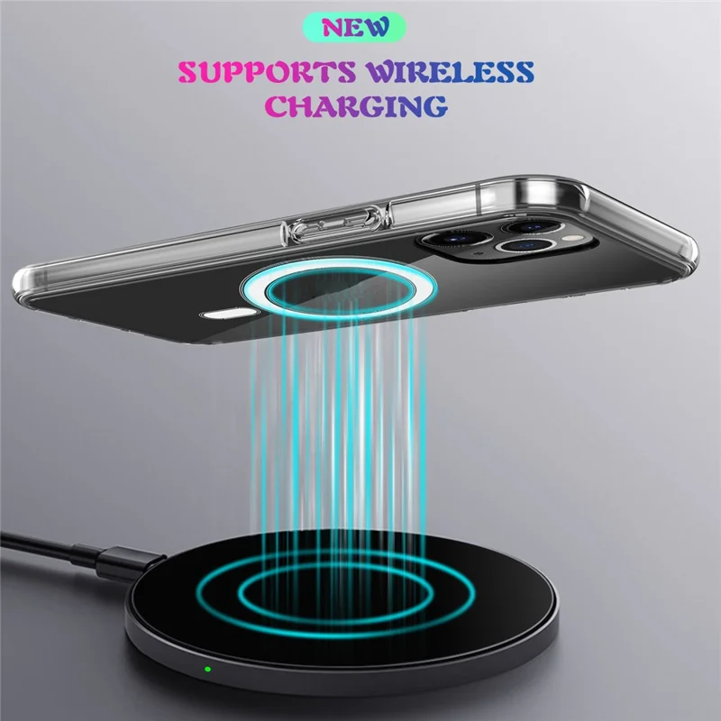 Plastic and Soft TPU Magnetic Case Support Wireless Charging Shockproof Shell for iPhone 13 Pro Max 6.7 inch