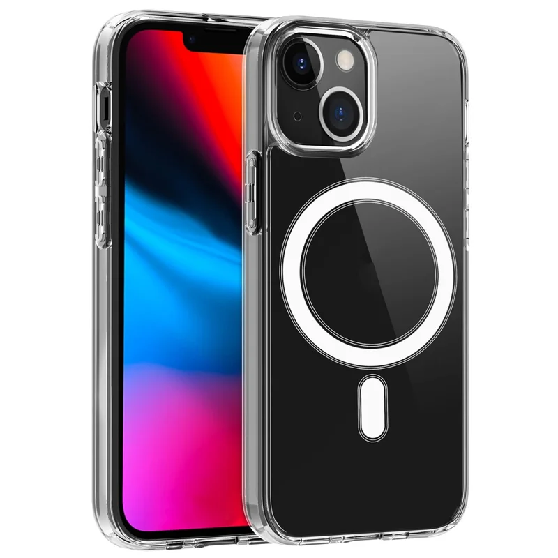 Plast- og blød TPU-magnetisk hylster enkel gennemsigtig stødfast beskyttelsesdæksel til iPhone 13 6,1 tommer