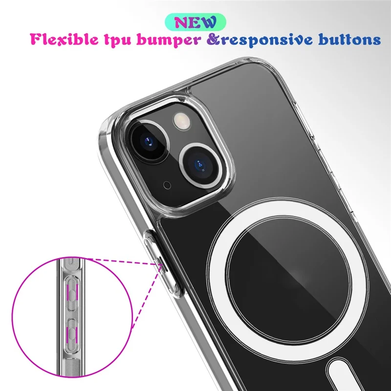 Plast- og blød TPU-magnetisk hylster enkel gennemsigtig stødfast beskyttelsesdæksel til iPhone 13 6,1 tommer