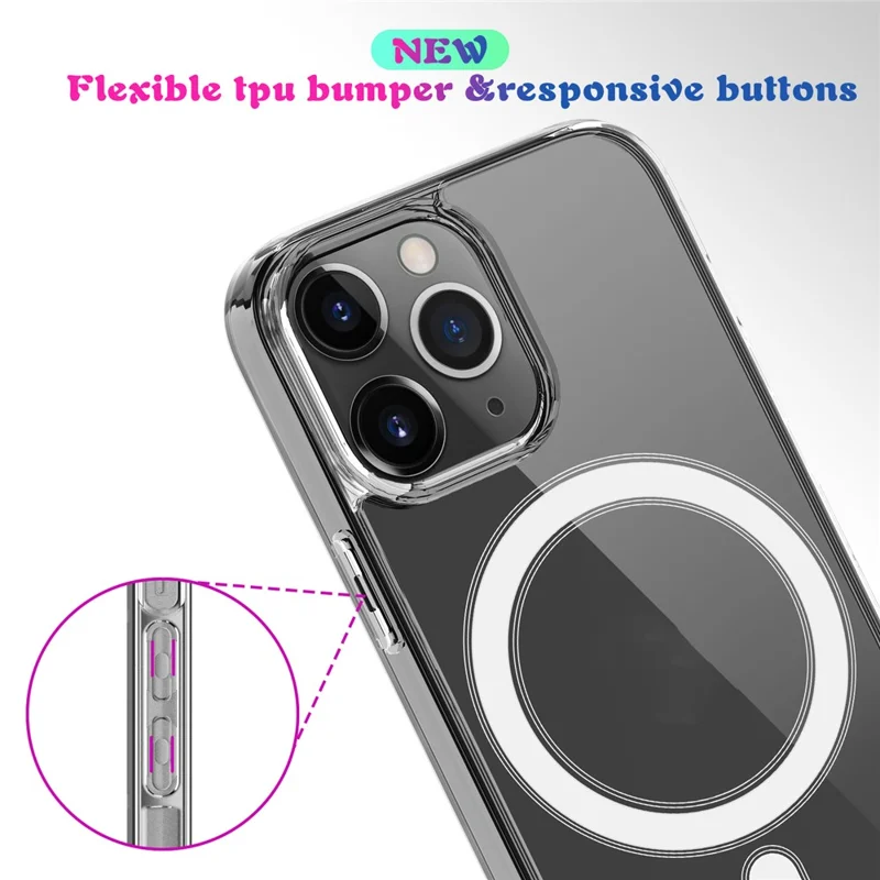 Plastic and Soft TPU Magnetic Cover Simple Crystal Clear Shockproof Shell for iPhone 13 Pro