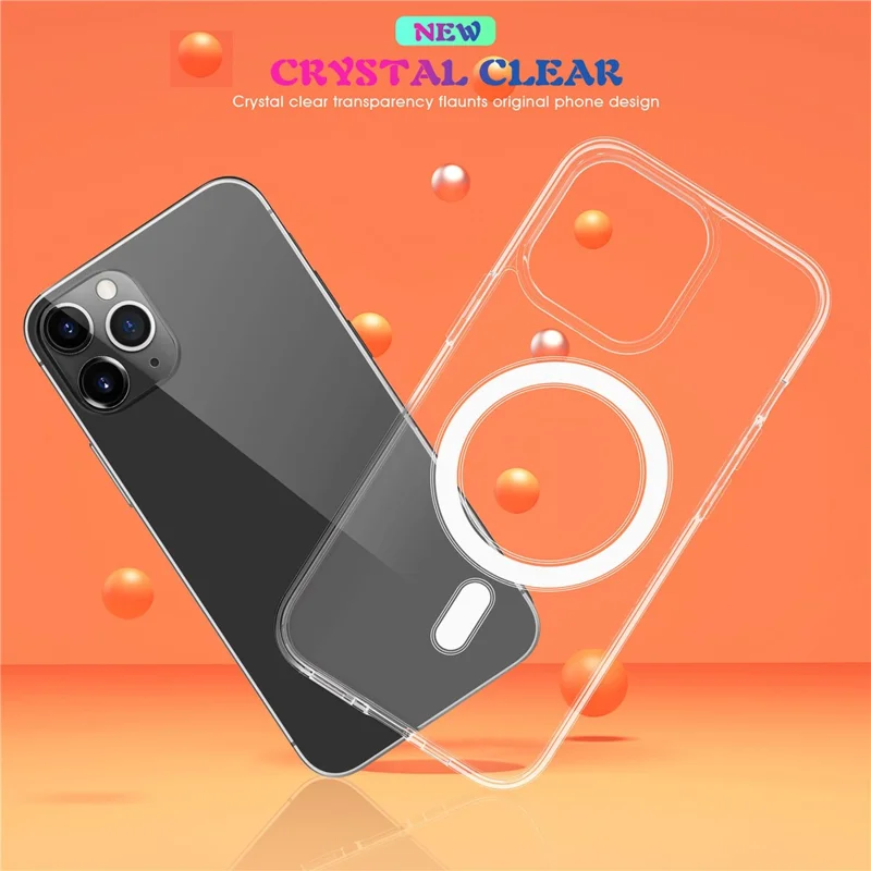 Plastic and Soft TPU Magnetic Cover Simple Crystal Clear Shockproof Shell for iPhone 13 Pro