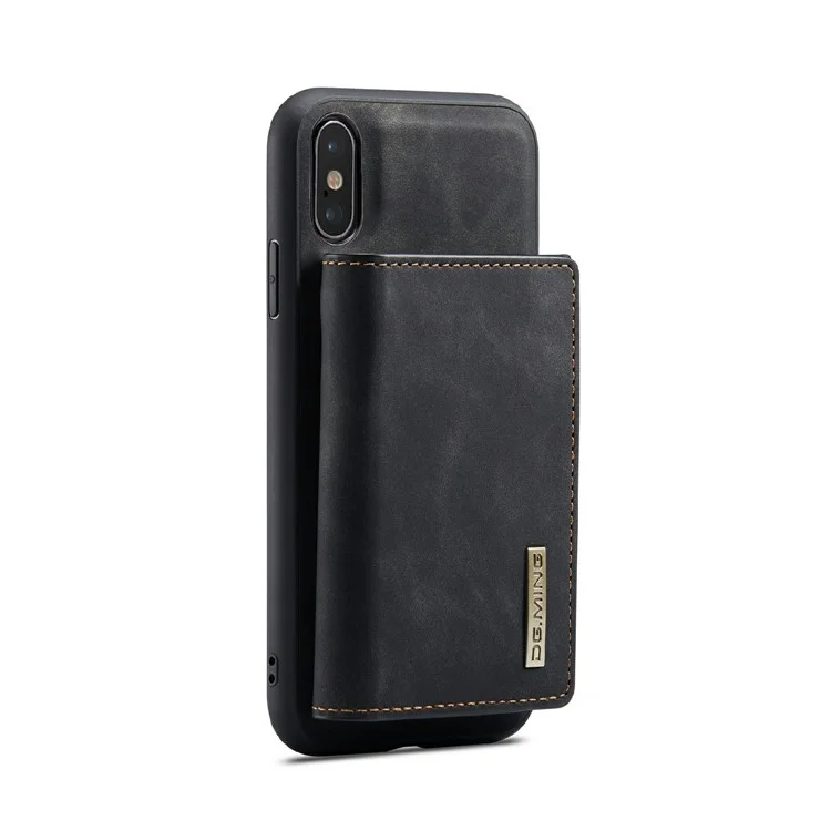 Dg. Ming M1 Serie Magnetico Design Del Portafoglio Ben Protetto Custodia Ibrida Rivestita in Pelle Con Cavalletto Per Iphone X/XS 5,8 Pollici - Nero