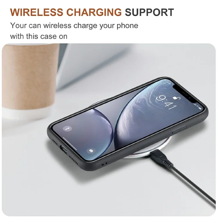 DG.MING M2 Series Magnetic Anti-drop Wallet Design Leather Coated Hybrid Case with Kickstand for iPhone X/XS 5.8 inch - Marrone