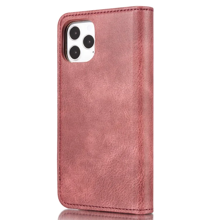 DG.MING Para iPhone 13 Pro 6.1 polegadas Capa de couro dividido resistente a choques e arranhões, destacável, 2 em 1 - Vermelho