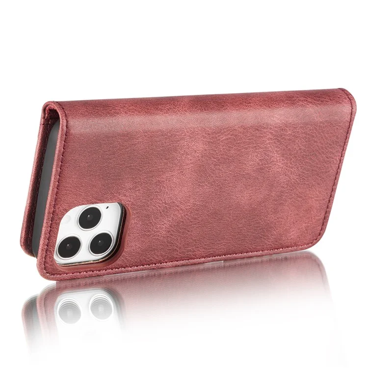 DG.MING Para iPhone 13 Pro 6.1 polegadas Capa de couro dividido resistente a choques e arranhões, destacável, 2 em 1 - Vermelho