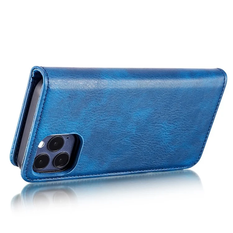 DG.MING Für iPhone 13 Pro 6.1 Zoll Stoßfester, kratzfester Spaltleder-Geldbeutel, abnehmbare 2-in-1-Handyhülle - Blau