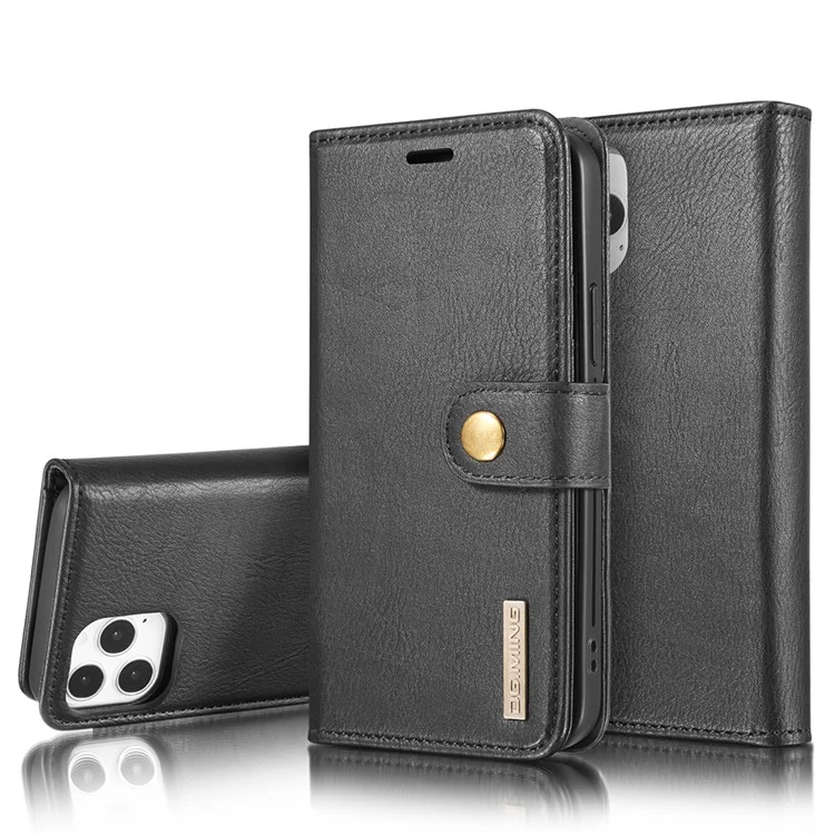 Dg. Ming Per Iphone 13 Pro Max 6,7 Pollici Comodo Sentenza Anti-scratch Split Wallet Design Staccabile Per Telefono 2 in 1 - Nero