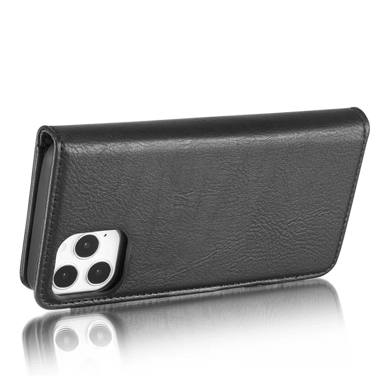 Dg. Ming Para Iphone 13 Pro Max 6.7 Pulgadas Cómodos a Mano Cómoda Feelt Anti-srratch Splatch Leather Diseño de Billetera Desmontable Cubierta de Teléfono 2 en 1 - Negro