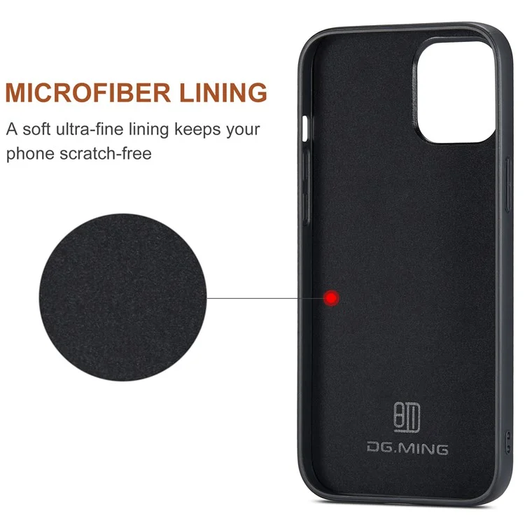 DG.MING M2 Series Enhanced Four Corners Magnetic Detachable 8 Card Slots Design Wireless Charging Hybrid Kickstand Case for iPhone 13 Pro Max 6.7 inch - Black