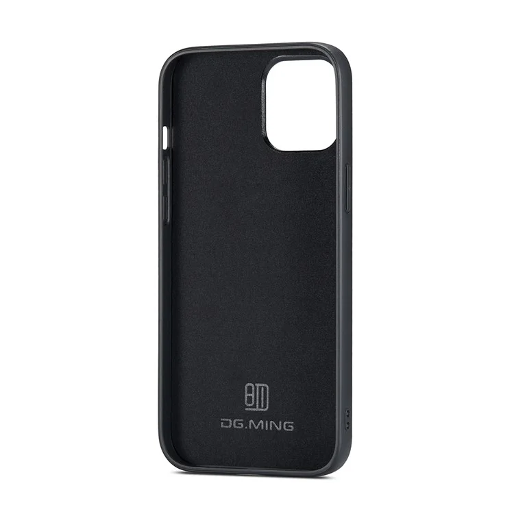 DG.MING M1 Series Wireless Charging Leather Coated TPU + PC Magnet Absorption Wallet Hybrid Cover Shell with Kickstand for iPhone 13 Pro 6.1 inch - Black