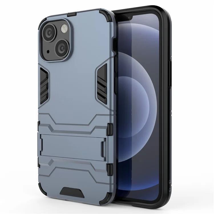 Drop Protection 2 in 1 Kickstand Hybrid Hard PC Soft TPU Shockproof Protective Case for iPhone 13 mini 5.4 inch - Blue