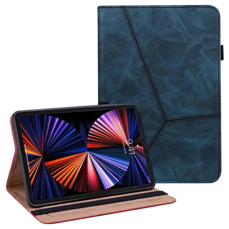 Leder-tablet-standabdeckung Mit Automatischer Wake/sleep-funktion Und Kartenhalter Für Ipad Pro 12,9 Zoll (2021) - Blau