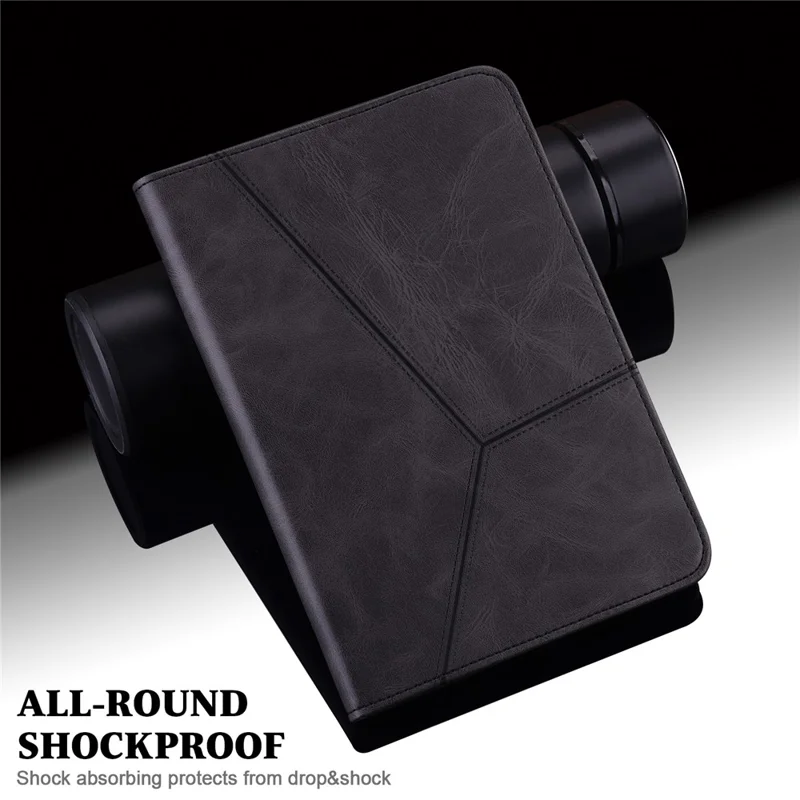 Leather Tablet Stand Cover with Auto Wake/Sleep Function and Card Holder for iPad Pro 12.9-inch (2021) - Black