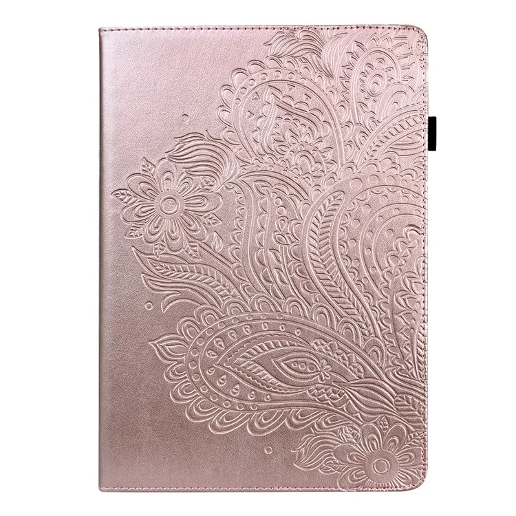 Coperchio di Supporto Per Compresse in Pelle Modello Floreale Con Funzione di Risveglio/sonno Automatico e Supporto Per Ipad Air (2020)/Air (2022) - Oro Rosa