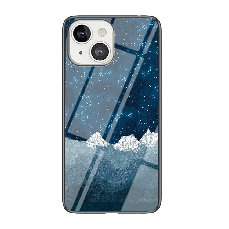 Starry Sky Tempered Glass Anti-Scratch Soft Edge Shockproof Back Cover Case für iPhone 13 mini 5.4 Zoll - Star Lou Chess Cloth