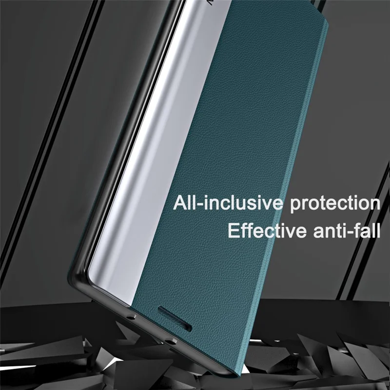 Drop-Resistant Folio Flip Plated Leather Stand Case for iPhone 13 6.1 inch - Black