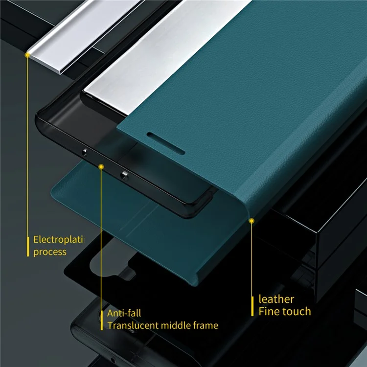 Funda de Piel Fuerte con Soporte Plegable de Chapa Interna de PC para iPhone 13 mini 5.4 pulgadas - Negro