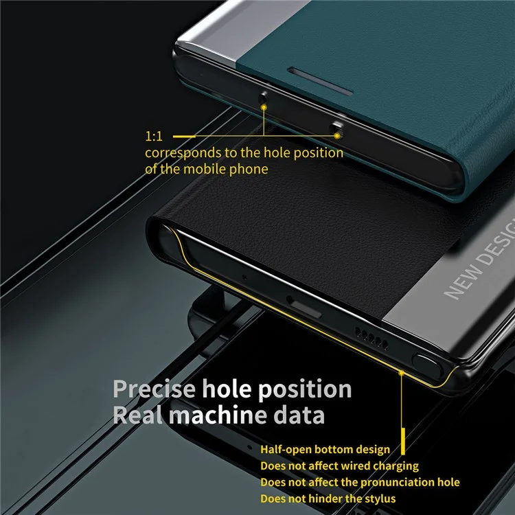 Funda de Piel Fuerte con Soporte Plegable de Chapa Interna de PC para iPhone 13 mini 5.4 pulgadas - Negro