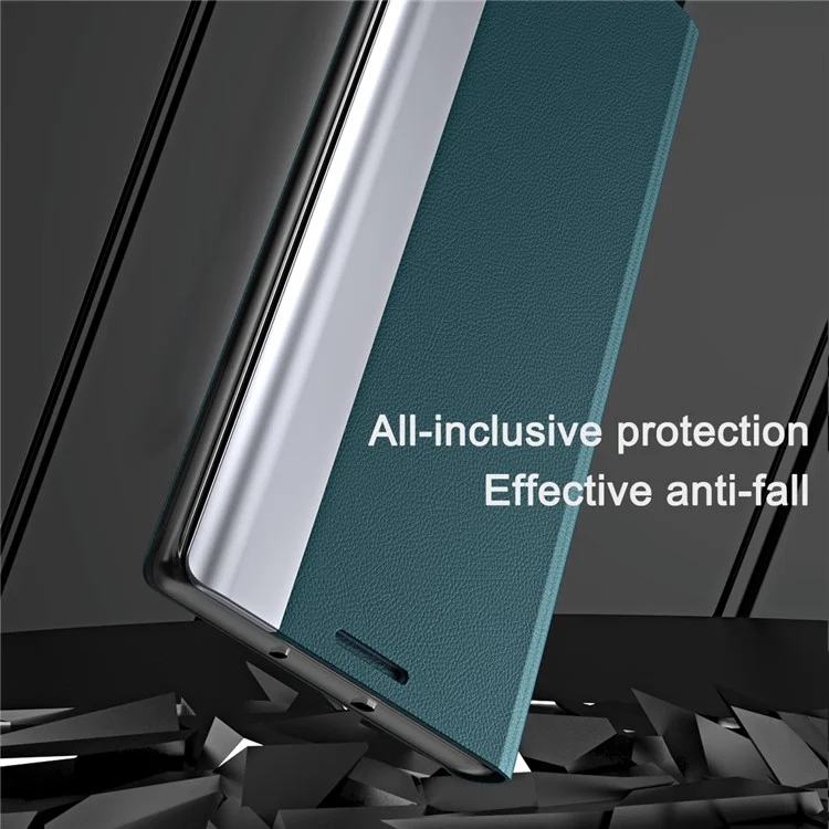 Funda de Piel Fuerte con Soporte Plegable de Chapa Interna de PC para iPhone 13 mini 5.4 pulgadas - Negro